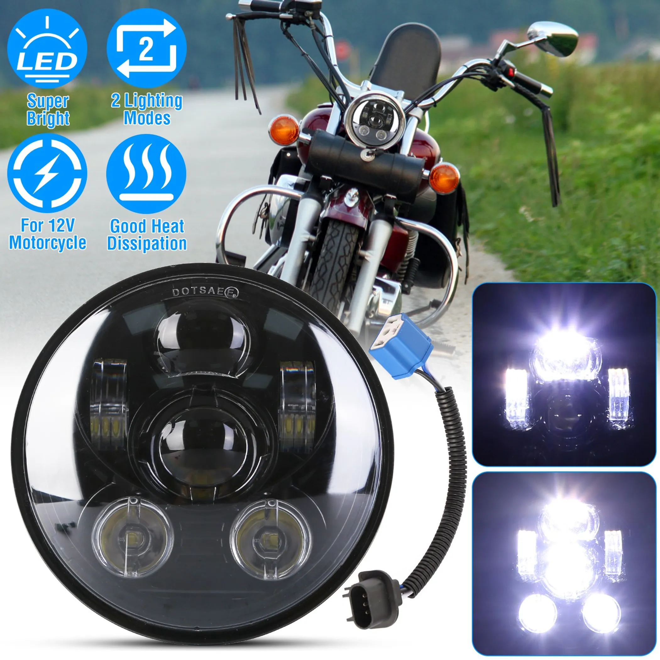 5.75In LED Headlight Motorcycle Projector - Image 3