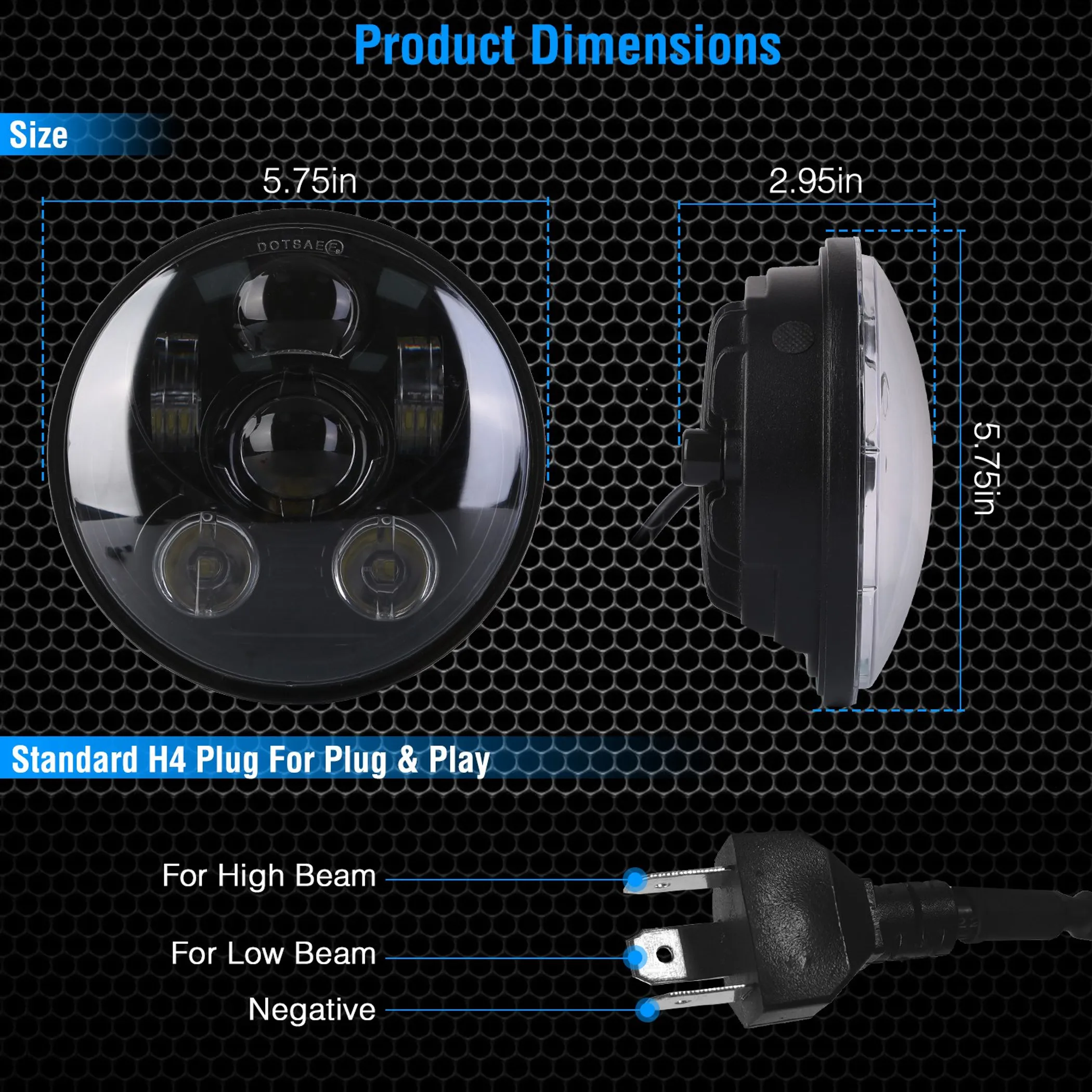 5.75In LED Headlight Motorcycle Projector - Image 5