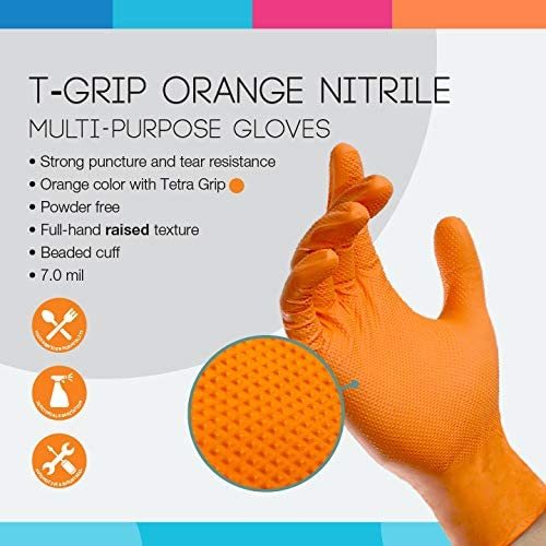 ASAP T-Grip Orange Nitrile Gloves - Powder Free (7 Mil), 100 Cases (Bulk) - Image 4