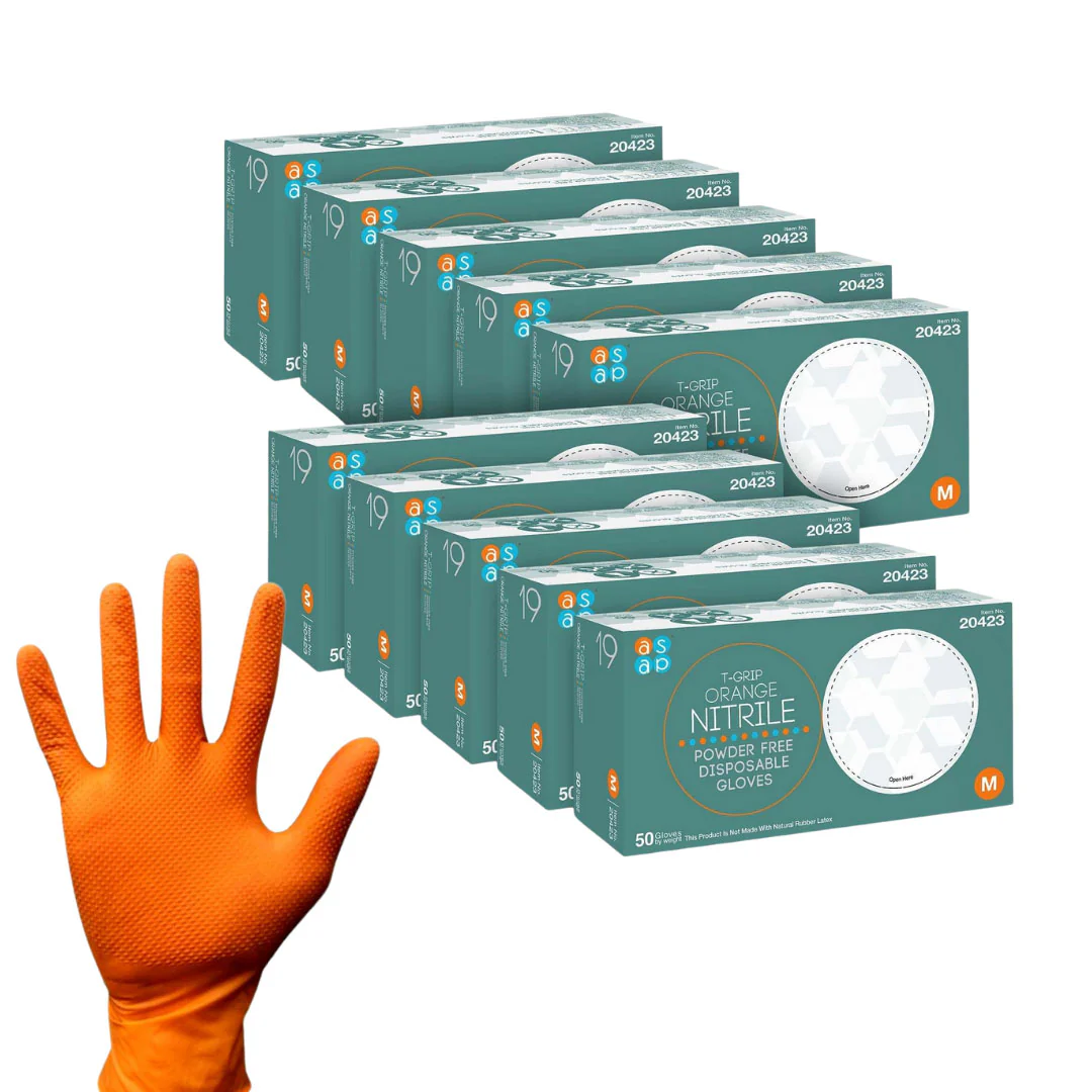 ASAP T-Grip Orange Nitrile Gloves - Powder Free (7 Mil), 500 Gloves - BOGO 20% OFF - Image 6