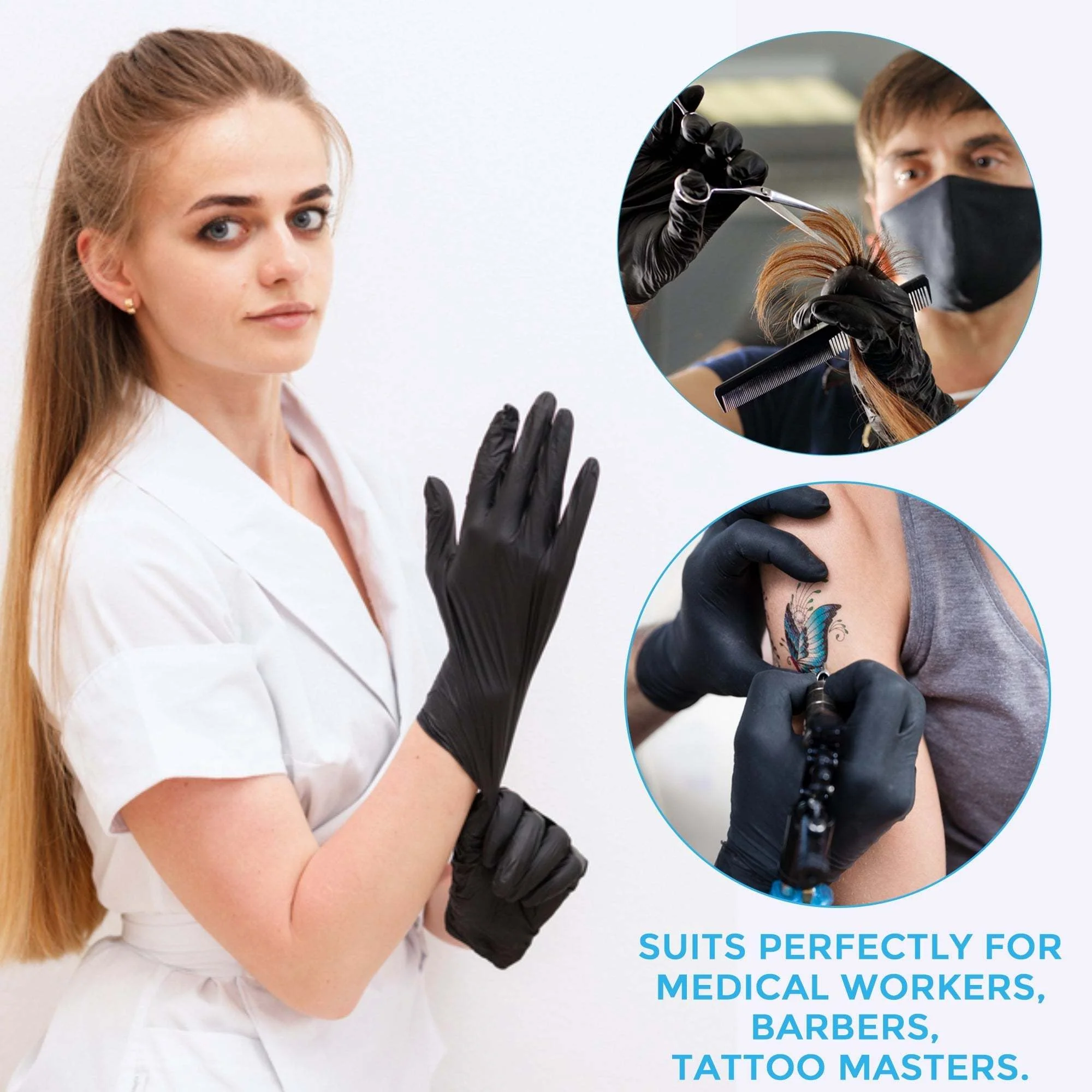 HandCare Black Nitrile Gloves - Exam Grade, Powder Free (4 Mil), 100 Gloves (1 Box) - Image 7
