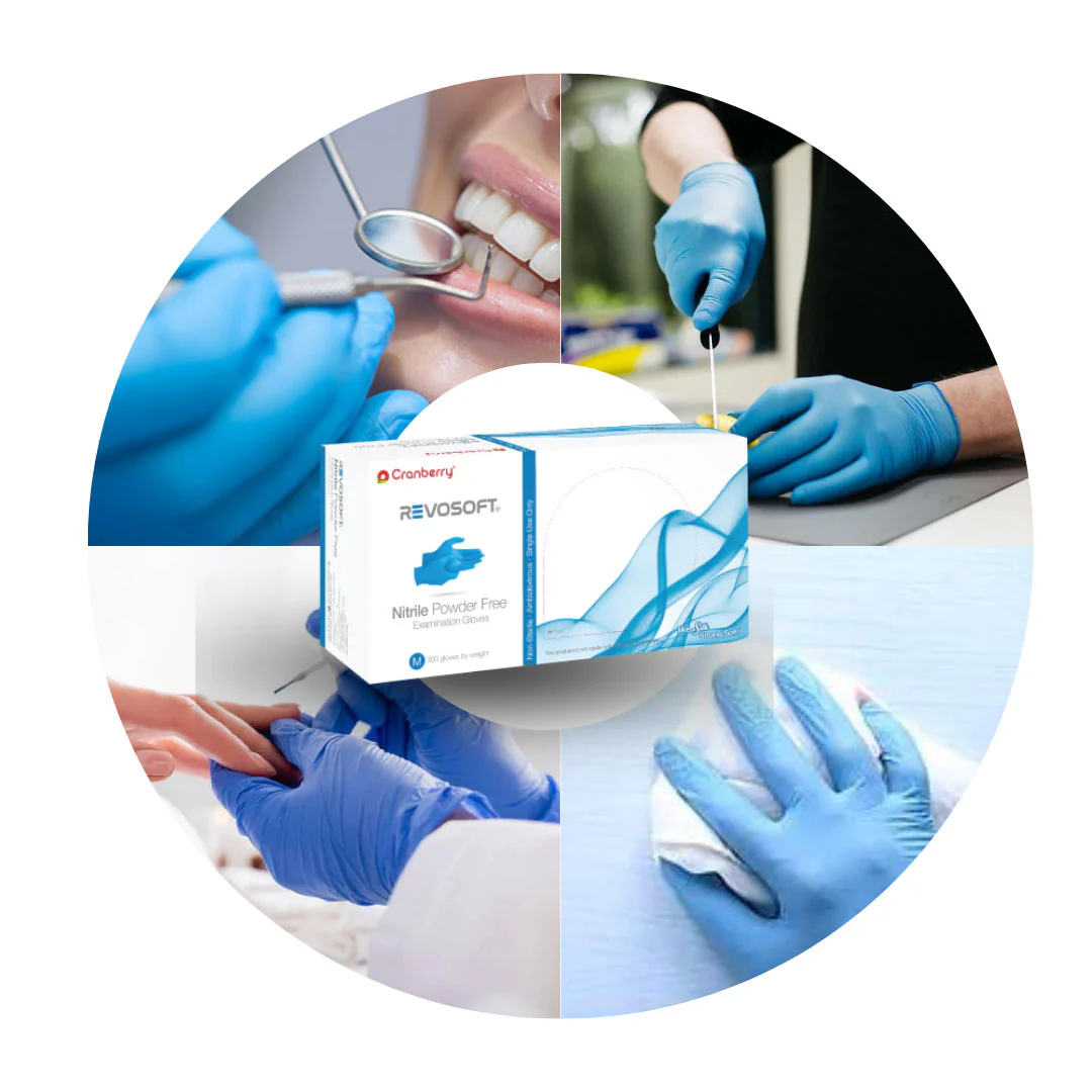 Cranberry REVOSOFT Blue Nitrile Gloves - Exam Grade Powder Free (2.8 Mil), 3000 Gloves - Image 4