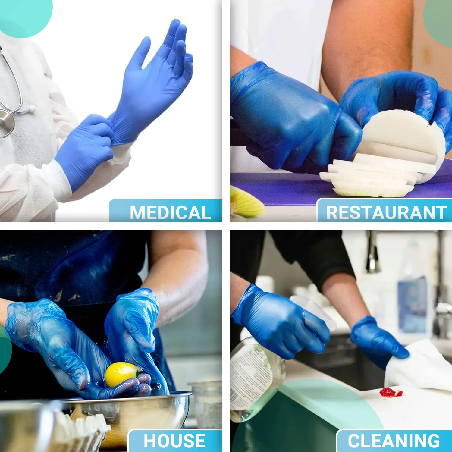 Blue Vinyl Powdered Gloves - 1000  gloves - Image 4