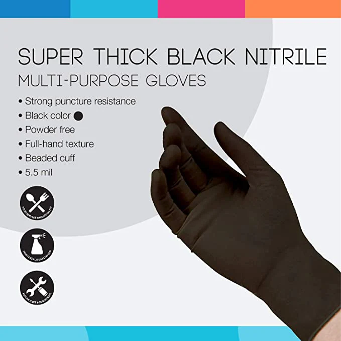 HandCare Black Nitrile Gloves - Exam Grade, Powder Free (6 Mil) 100 Cases (Bulk) - Image 10