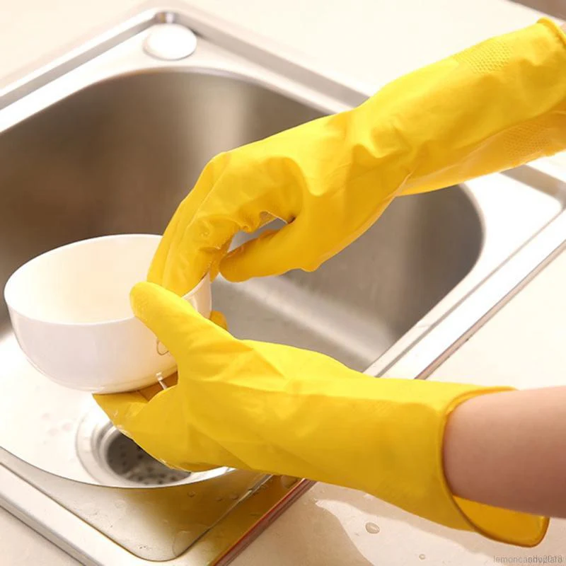 Latex Flocklined Dishwashing Gloves- Case/144 pairs - Image 4