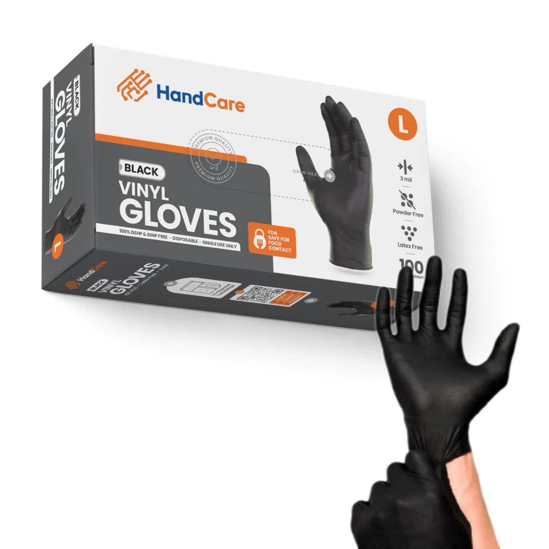 HandCare Black Vinyl Gloves - Powder Free (3 Mil) 100 Cases (Bulk) - Image 3