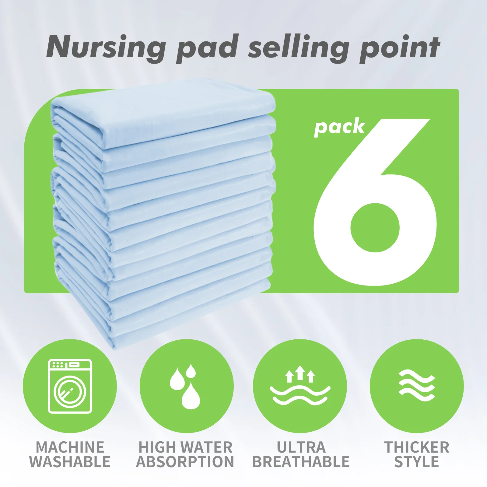 BLUE WASHABLE UNDERPADS 34”x36“ - Incontinence Bed Pads Large Washable Underpads Reusable Waterproof Pee Pad Puppy for Adults Human Dog Bed Cat Pet Elderly Green Life Universe 6 Pack - Image 5