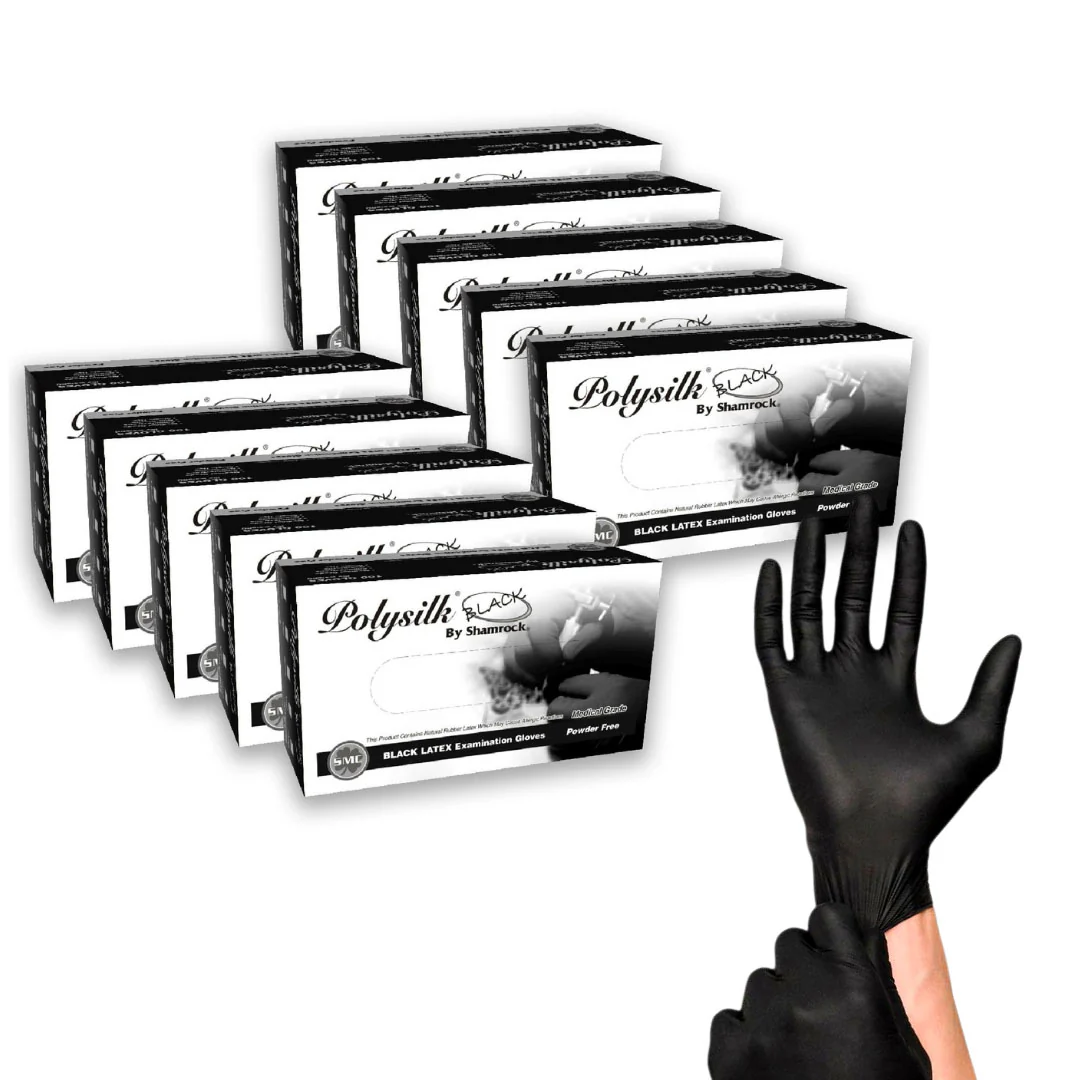 Polysilk by Shamrock Black Latex Gloves - Exam Grade, Powder Free (4 Mil), 1,000 Gloves - BOGO 20% OFF - Image 4