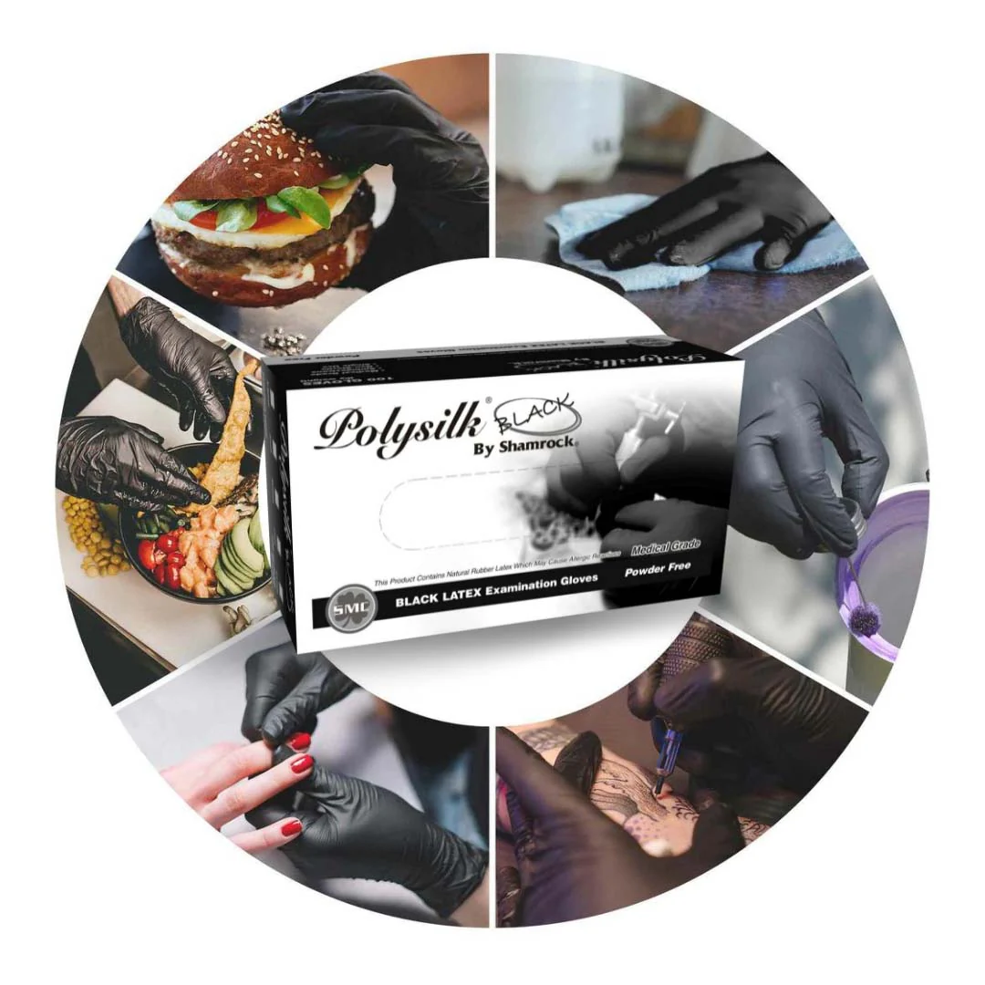 Polysilk by Shamrock Black Latex Gloves - Exam Grade, Powder Free (4 Mil), 1,000 Gloves - BOGO 20% OFF - Image 7