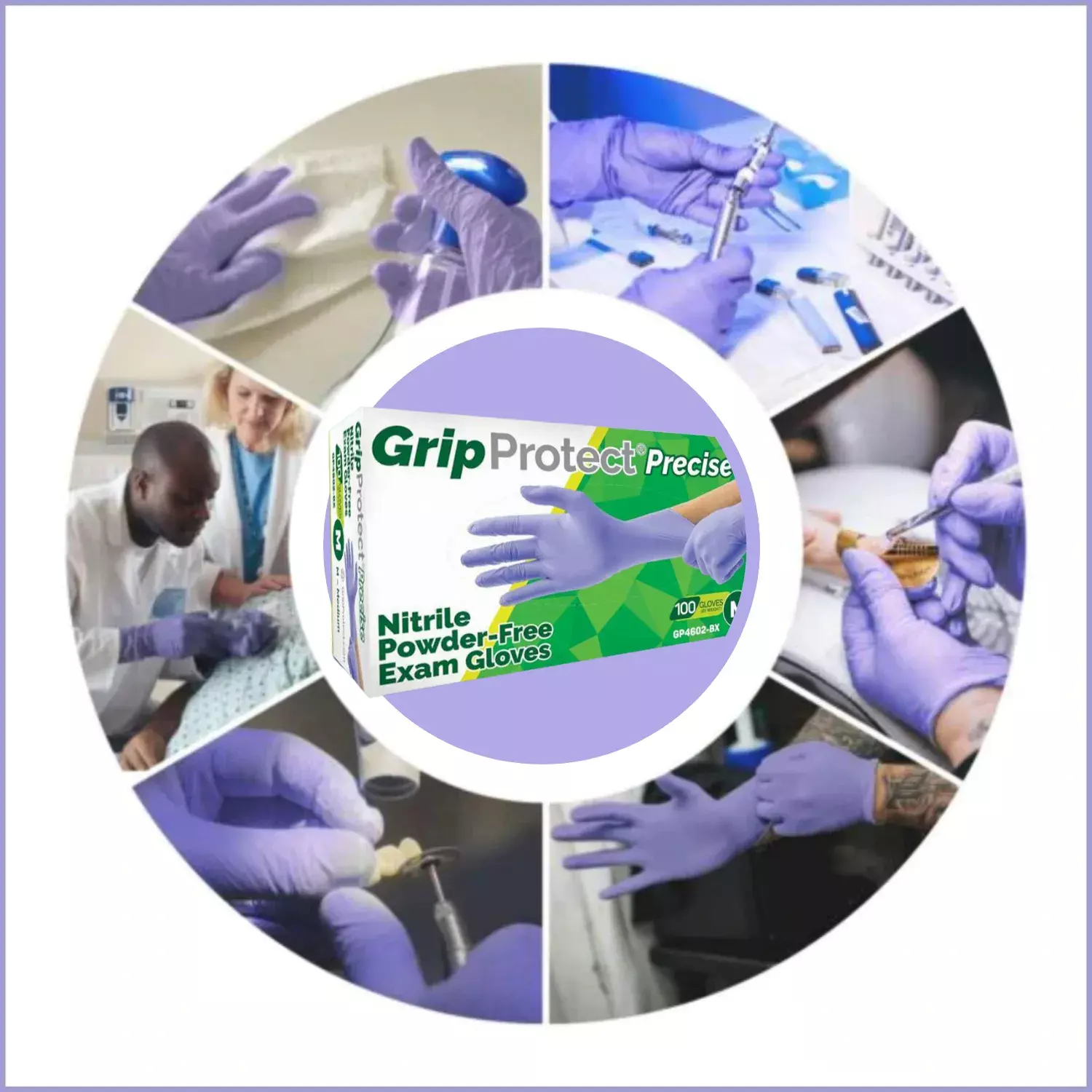 Grip Protect Precise | Medical Purple Nitrile Gloves - Exam Grade, Powder Free (4 Mil), 1,000 Gloves - Image 5